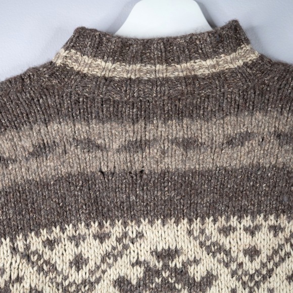 Exclusive Hand Knit Ralph Lauren Vtg Wool Sweater sz M unisex Brown Fair Isle - Picture 4 of 11